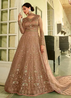 Mauve Heavy Embroidered Kalidar Anarkali Suit