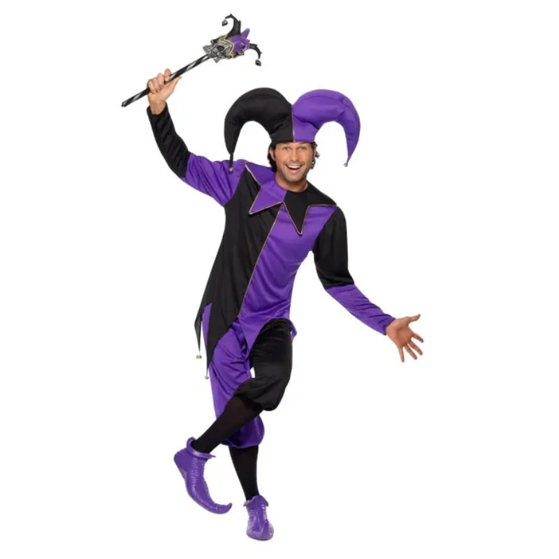 Medieval Jester Adult Black & Purple Costume