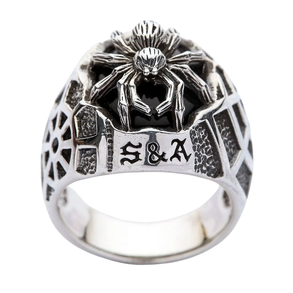 Medium Black Spider Sterling Silver Gothic Ring