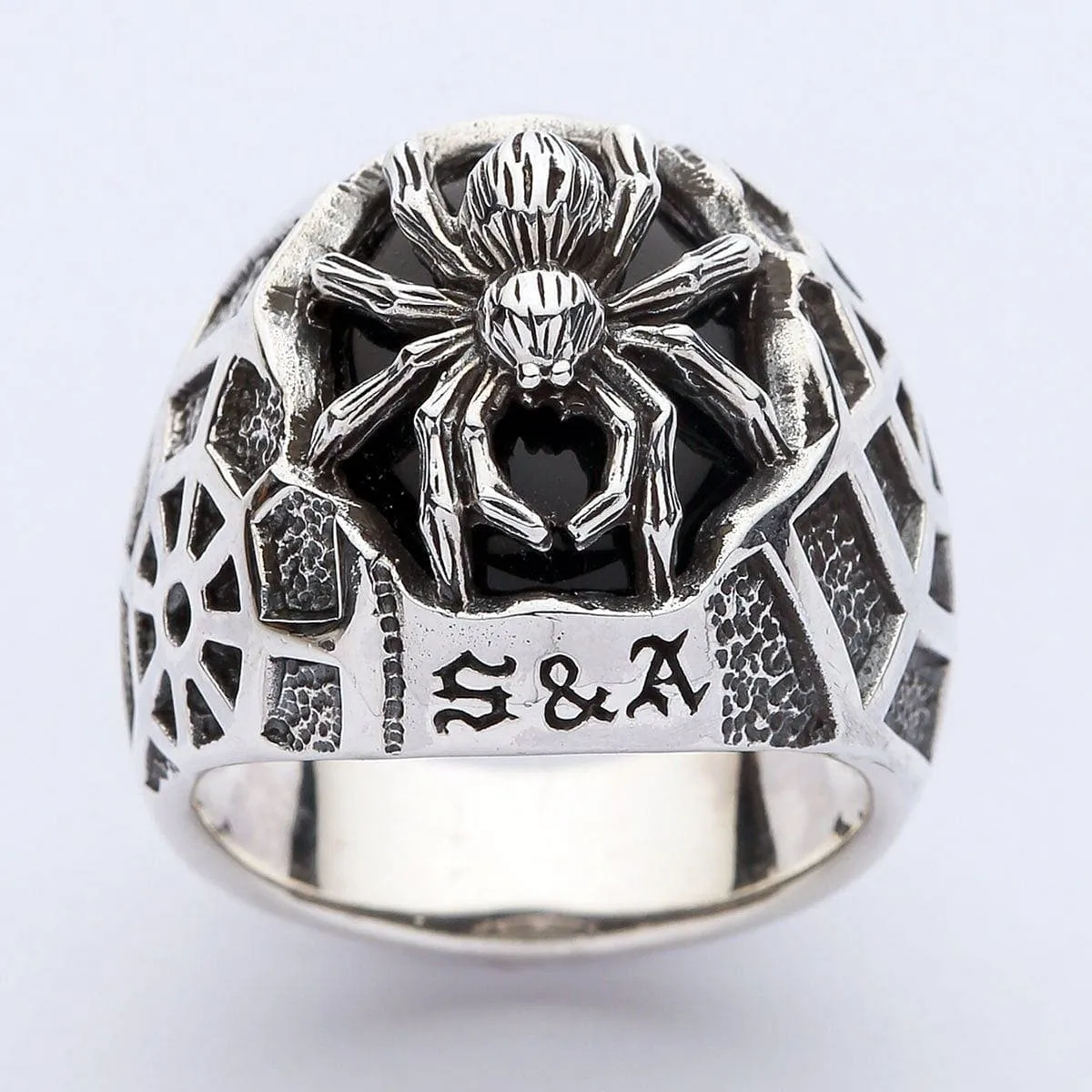 Medium Black Spider Sterling Silver Gothic Ring