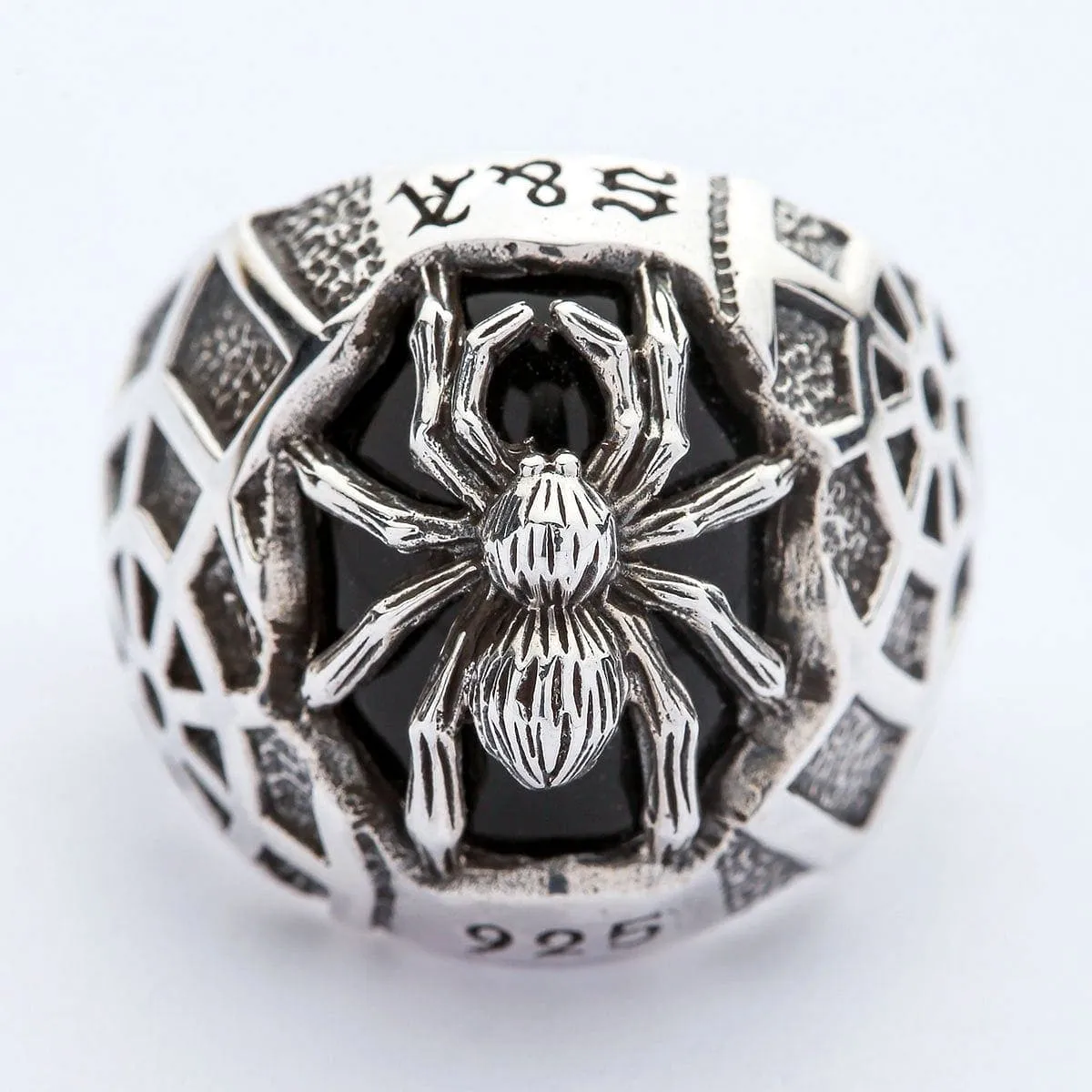 Medium Black Spider Sterling Silver Gothic Ring