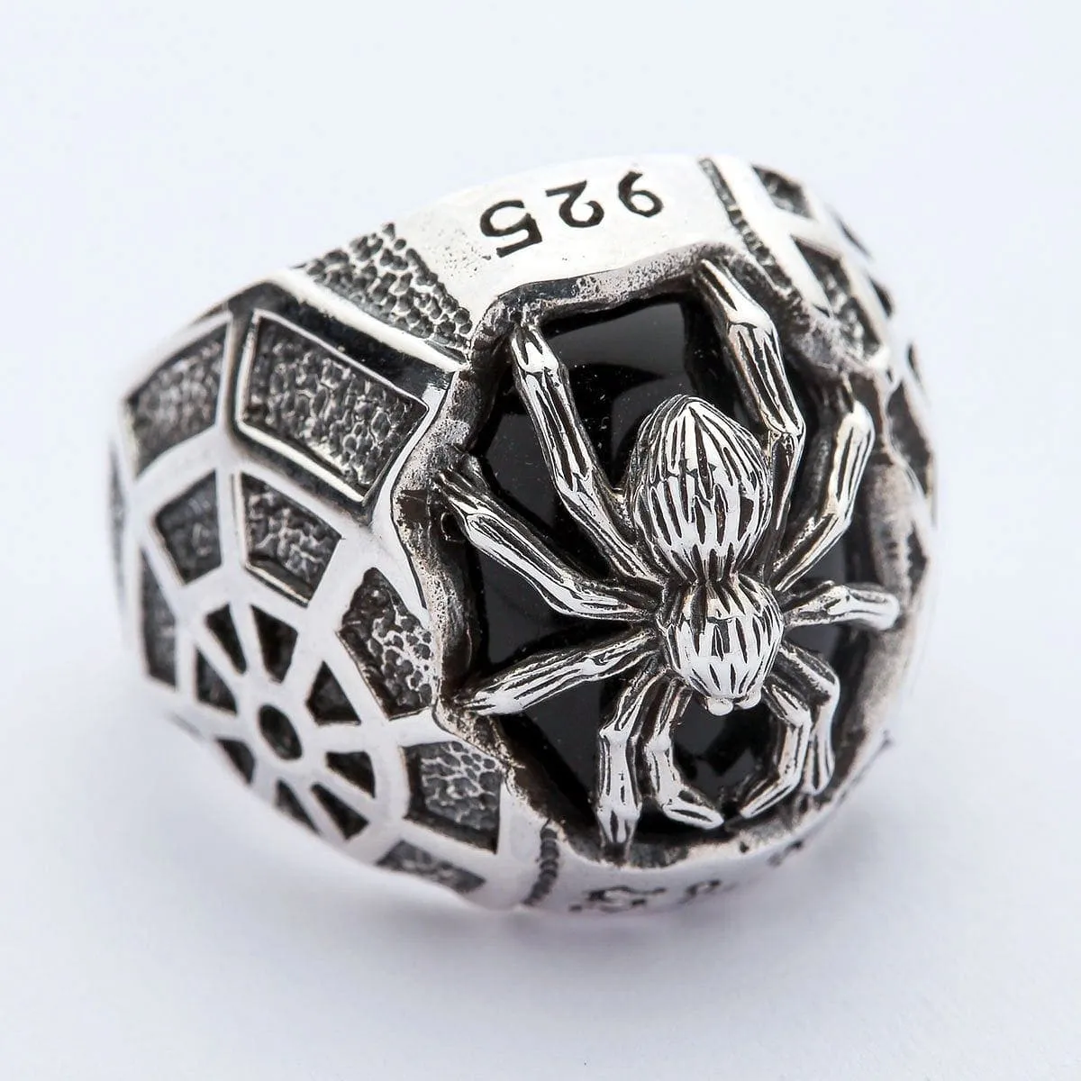 Medium Black Spider Sterling Silver Gothic Ring