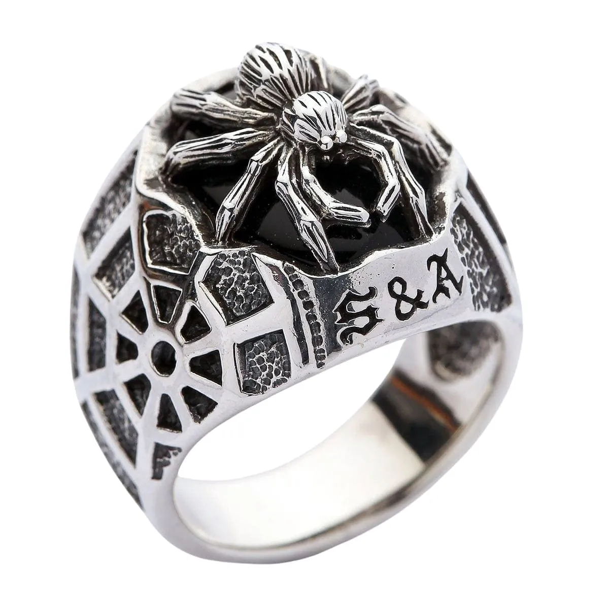 Medium Black Spider Sterling Silver Gothic Ring