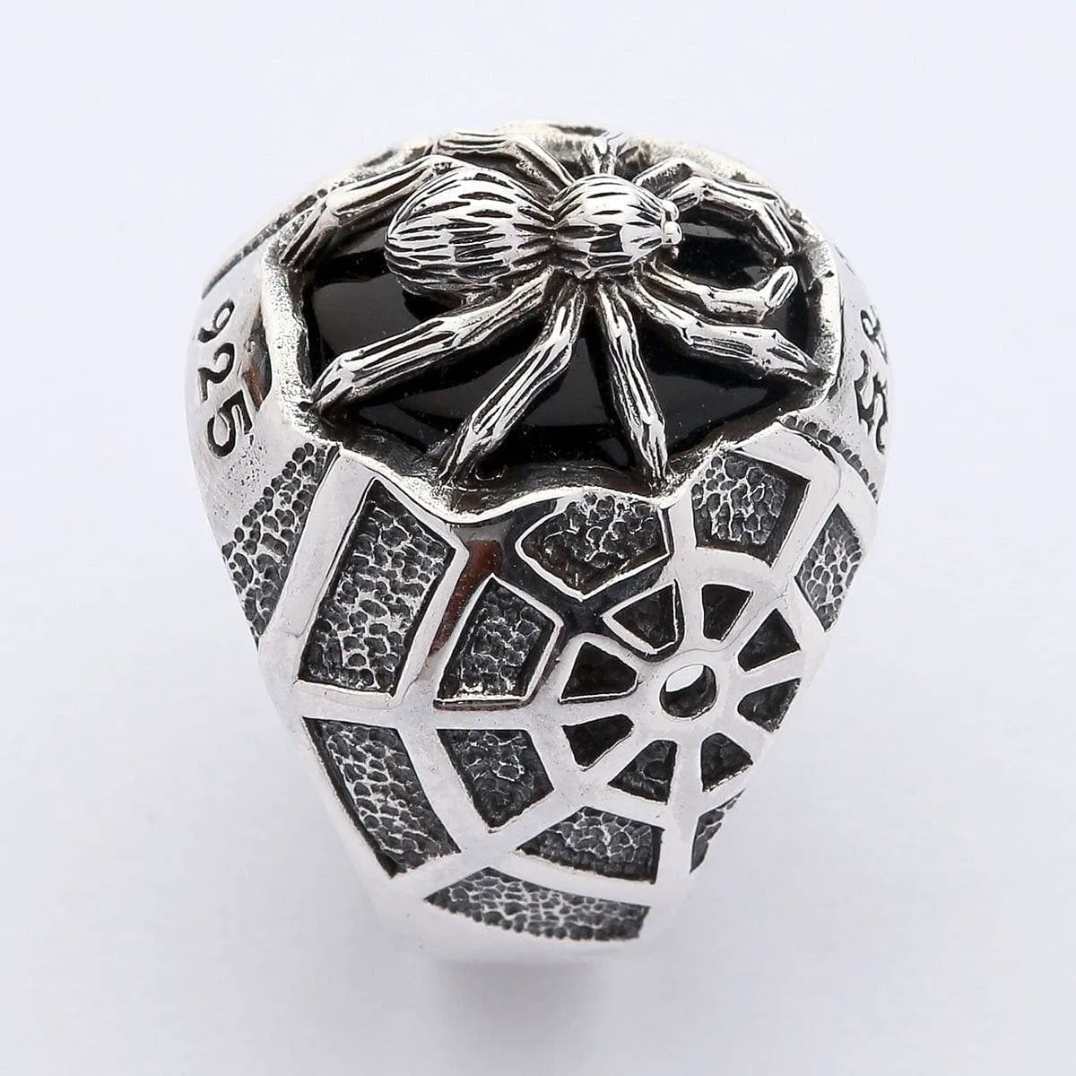 Medium Black Spider Sterling Silver Gothic Ring