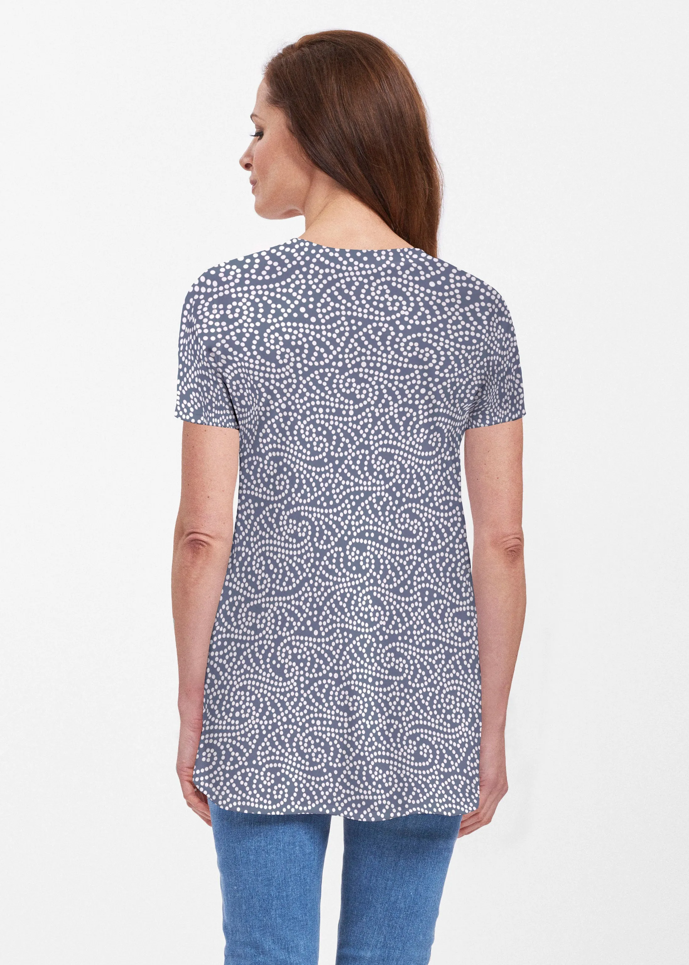 Melina Blooms Navy (7721) ~ Butterknit Short Sleeve Tunic
