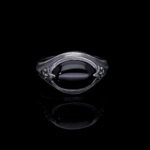 Men’s Black Onyx Ring with  Fleur de Lis Detail