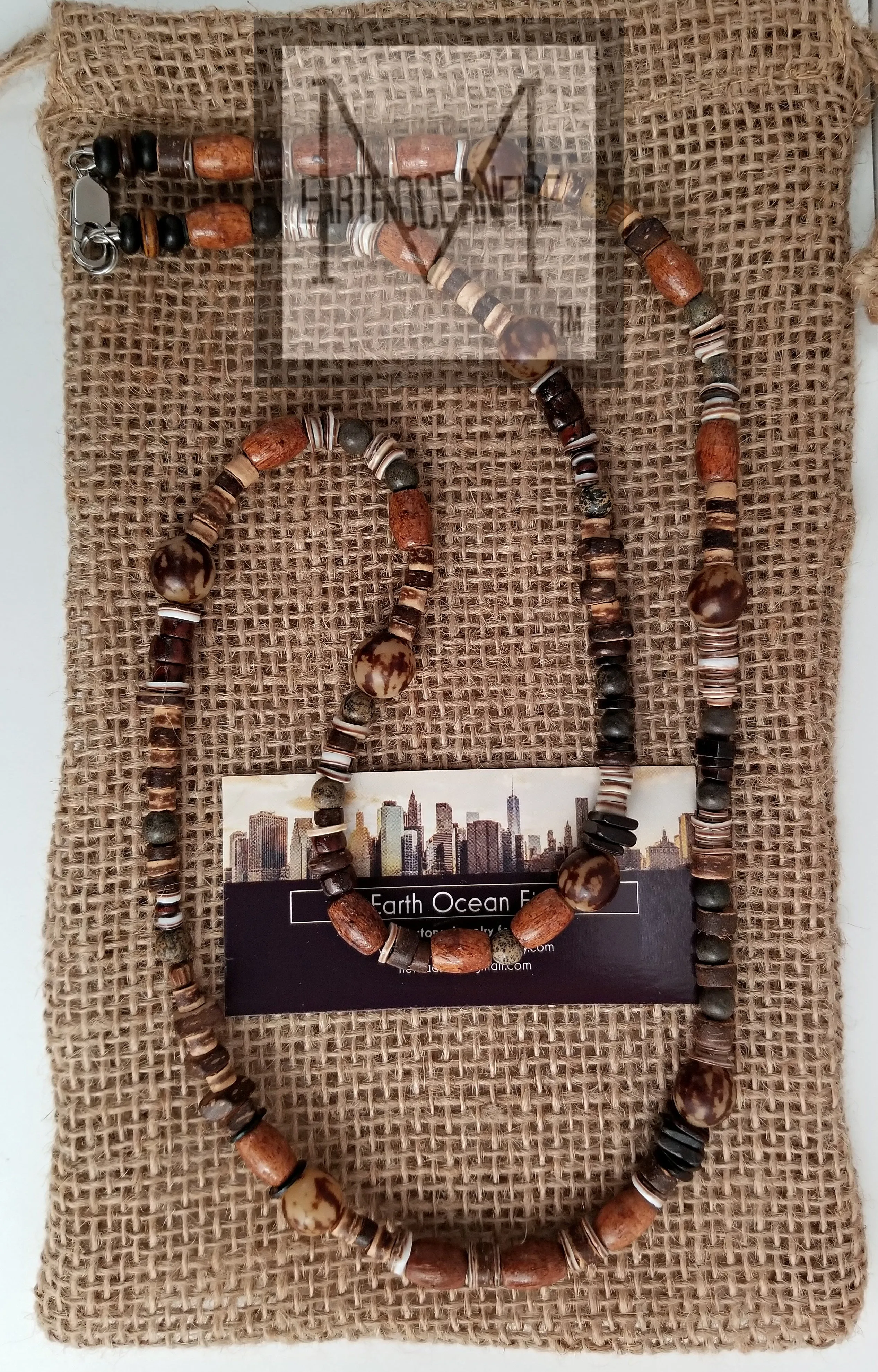 Men's Buri Beaded Tribal Beach Necklace