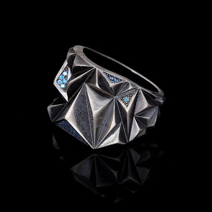Men’s Sterling Silver Everest Blue Stone Ring