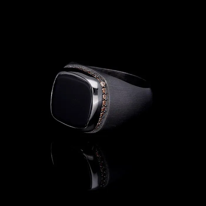 Men’s Sterling Silver Onxy Square Ring