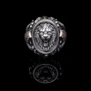Men’s Sterling Silver Oval Lion Ring