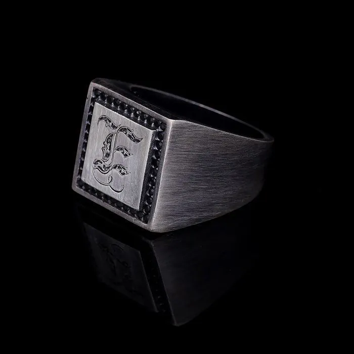 Men’s Sterling Silver Square Personalized Ring