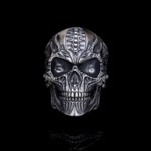 Men’s Sterling Silver Unique Biker Skull Ring