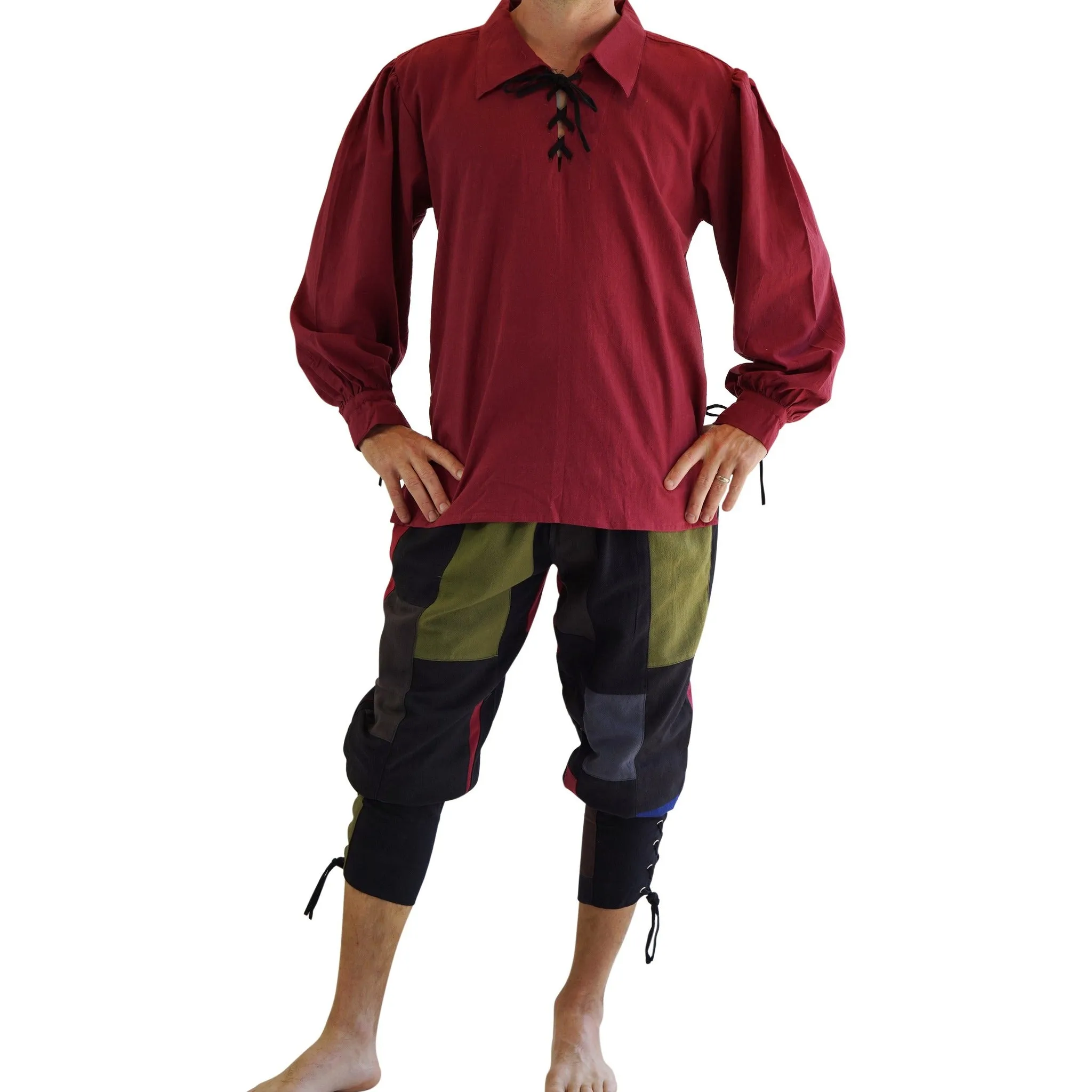'Merchant' Renaissance Shirt - Burgundy Red