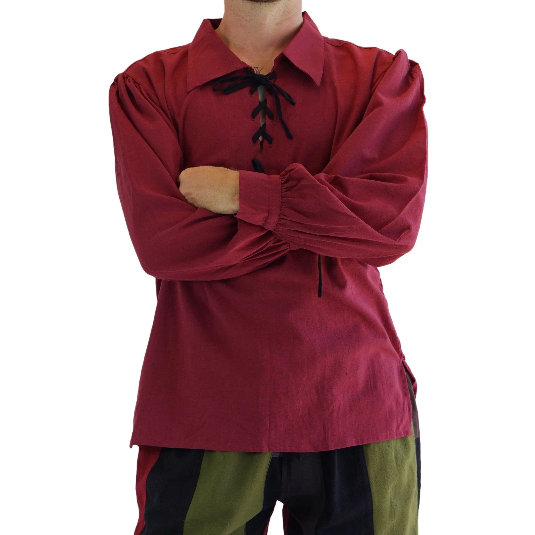 'Merchant' Renaissance Shirt - Burgundy Red