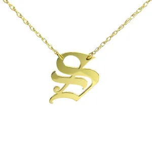 Metal Old English Single Letter Necklace