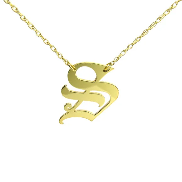 Metal Old English Single Letter Necklace