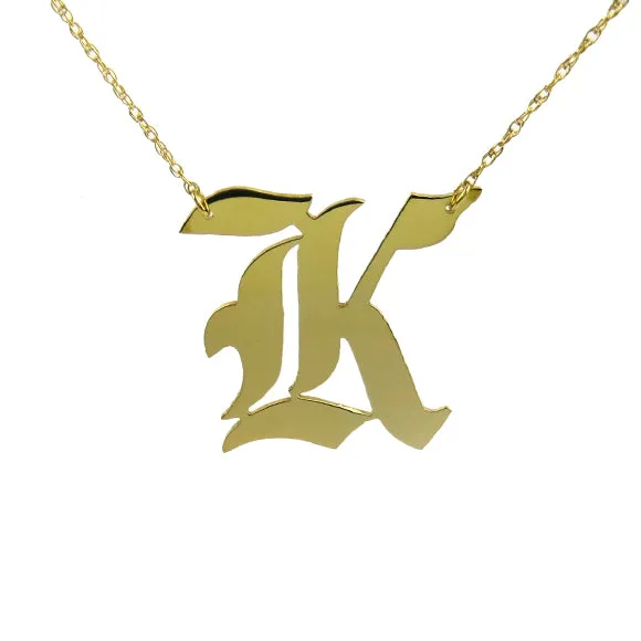Metal Old English Single Letter Necklace