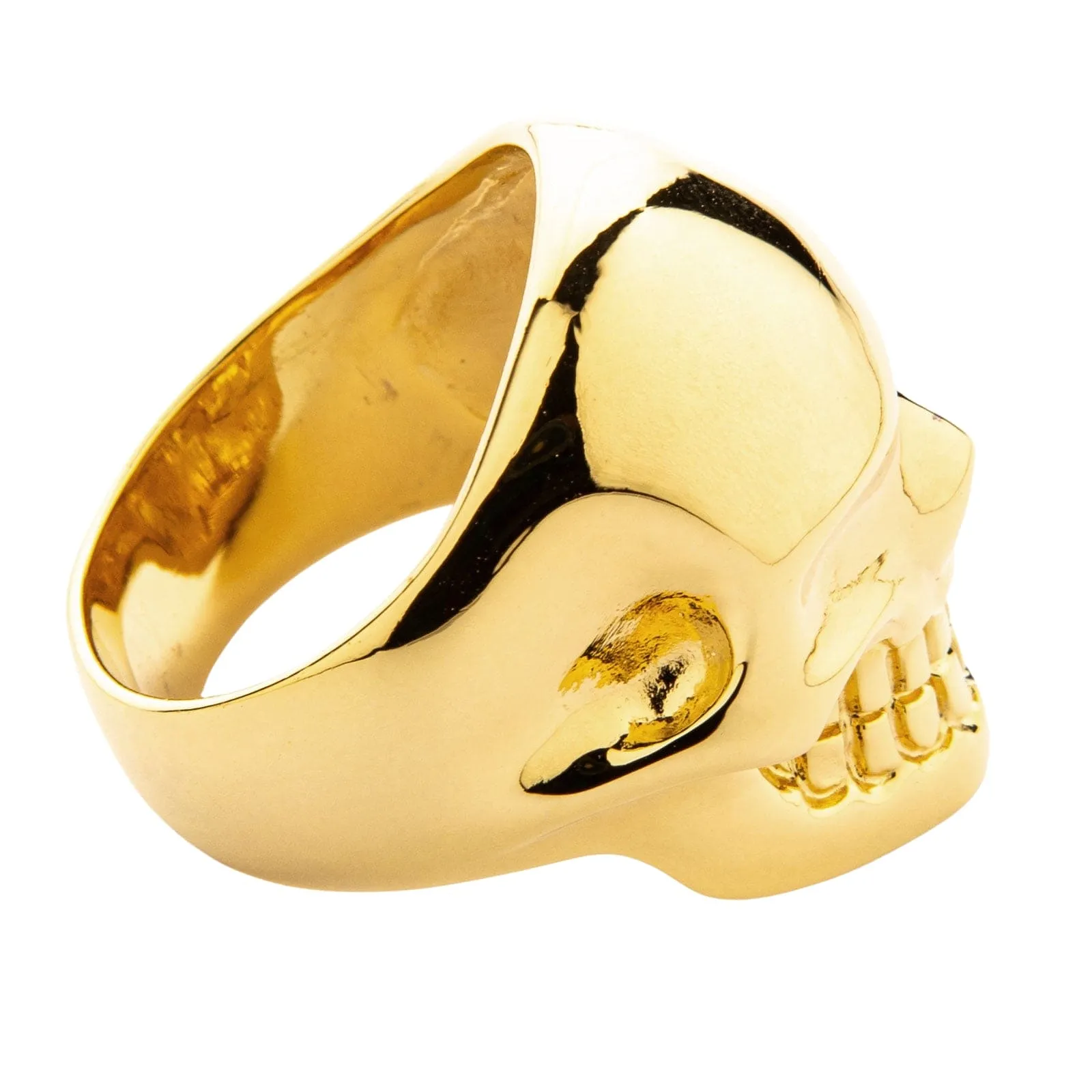Metalic Yellow Gold Brass Skull Ring