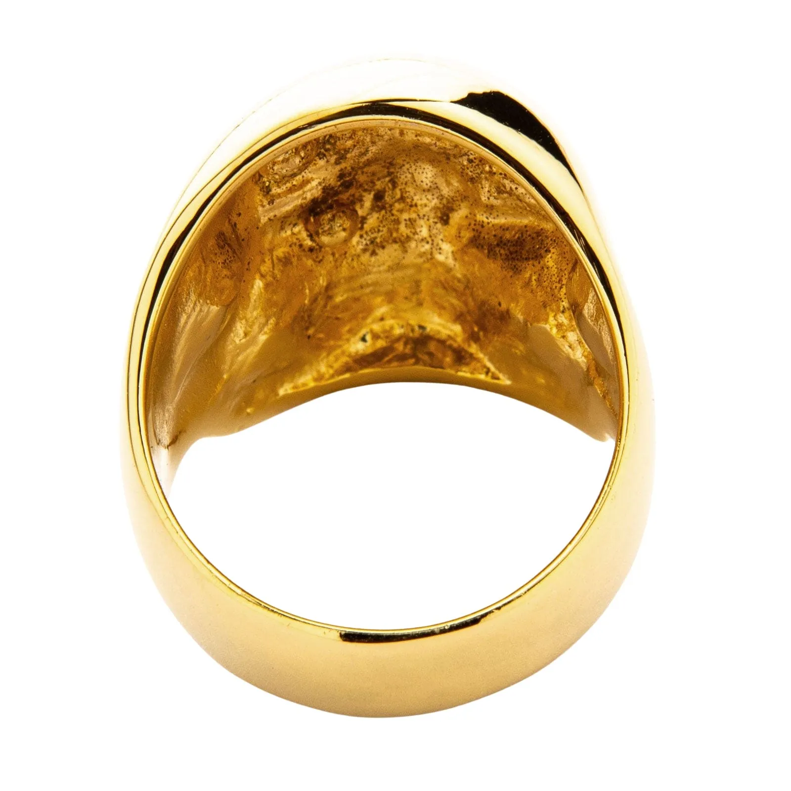 Metalic Yellow Gold Brass Skull Ring