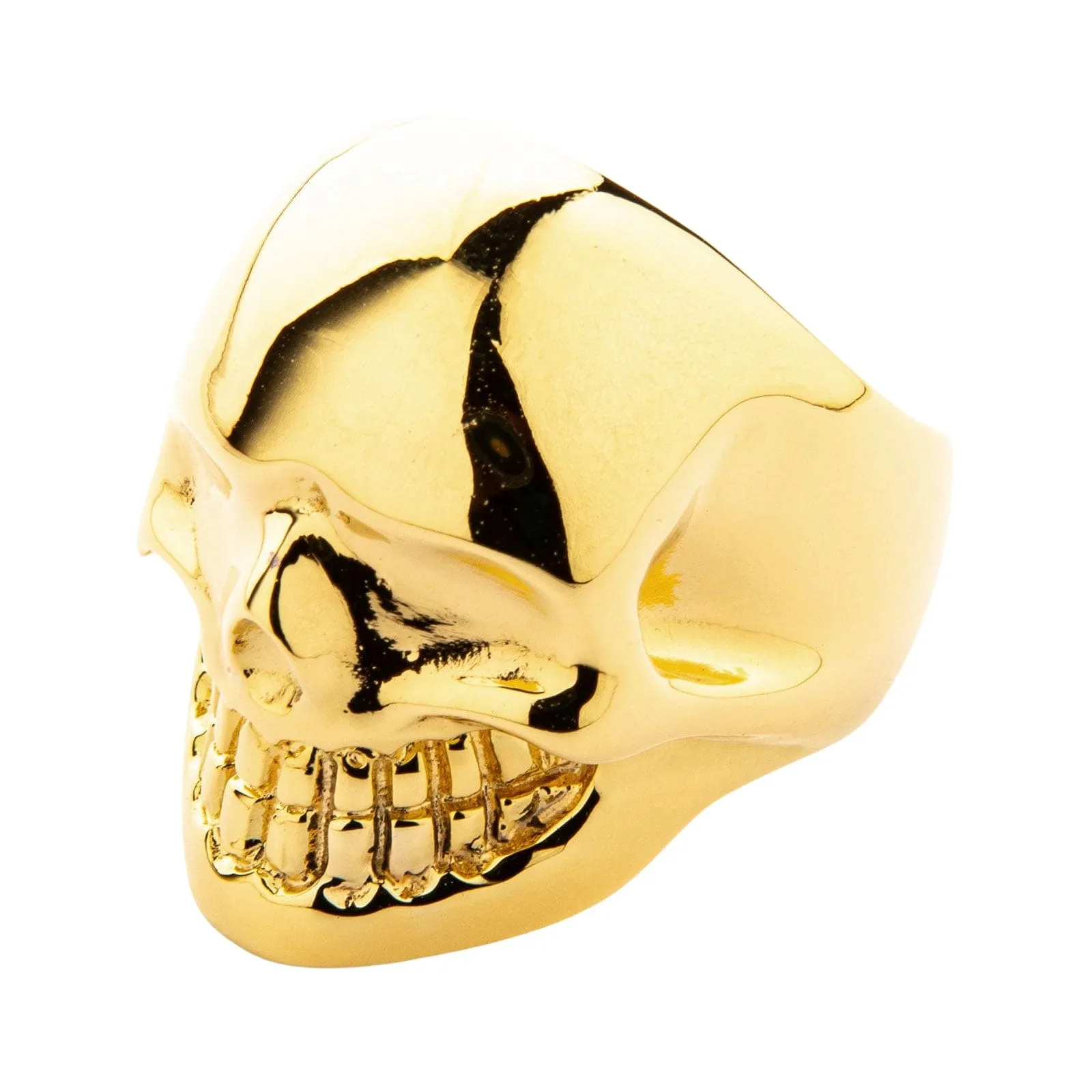 Metalic Yellow Gold Brass Skull Ring