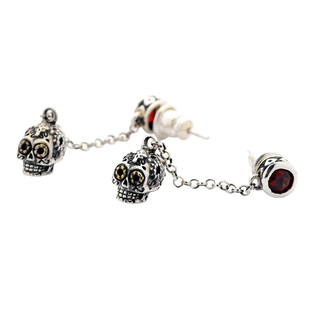 Mexican Sugar Skull Sterling Silver Earrings