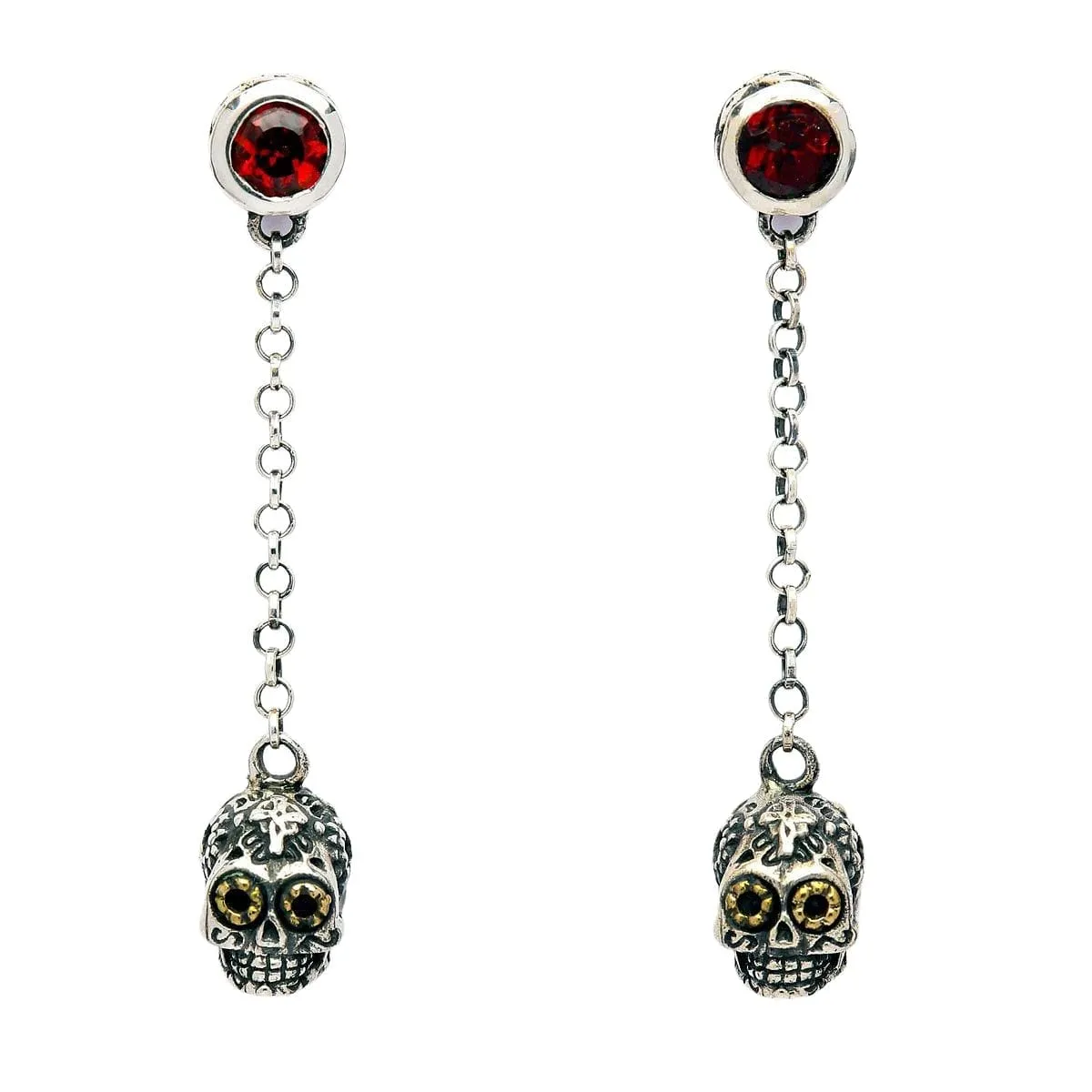 Mexican Sugar Skull Sterling Silver Earrings
