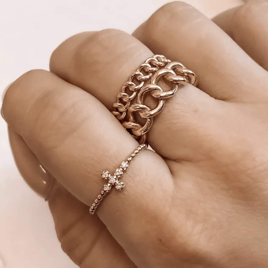 Mini Diamond Bubble Cross Ring