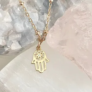 Mini Hamsa Cubic Zirconia Necklace