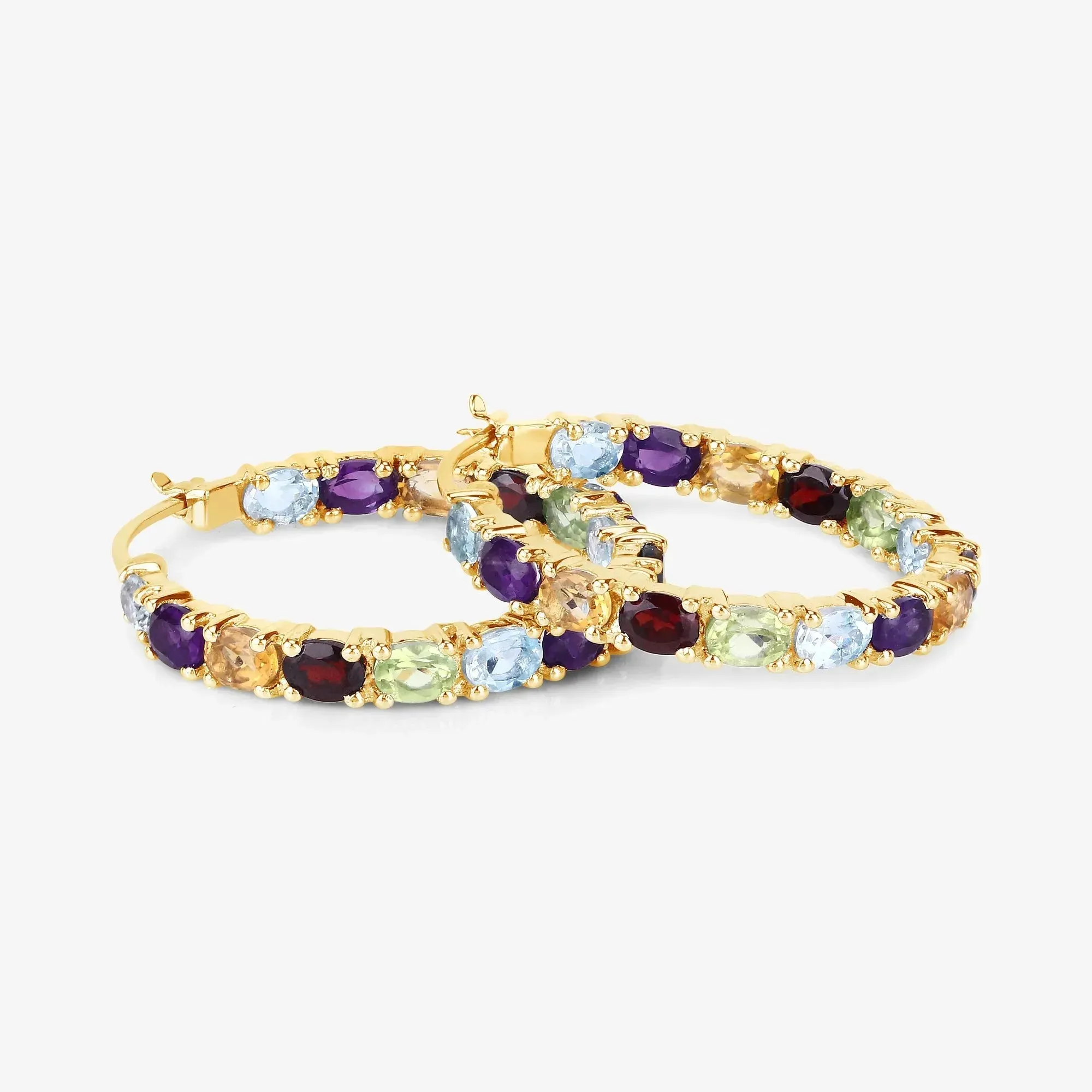 Multi coloured Stone Hoop Earrings