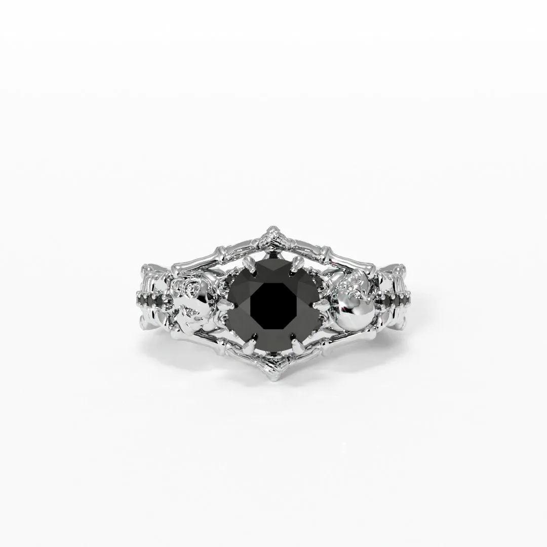 My Ride or Die Promise Ring (Biker Series)- 1.5 Ct Round Cut Diamond Gothic Ring