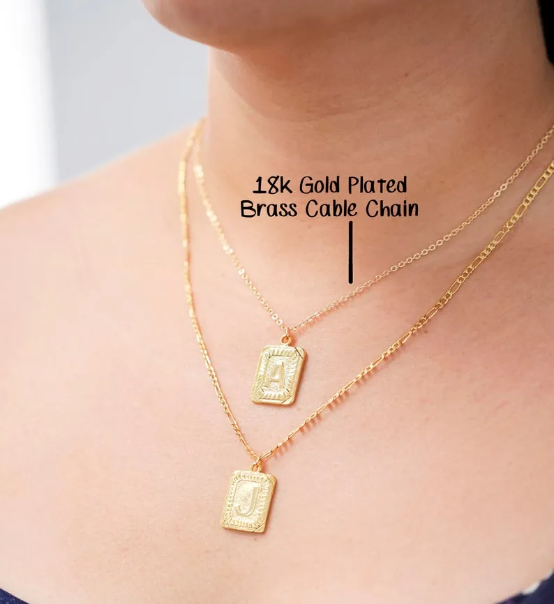Myra Tablet Initial Necklace