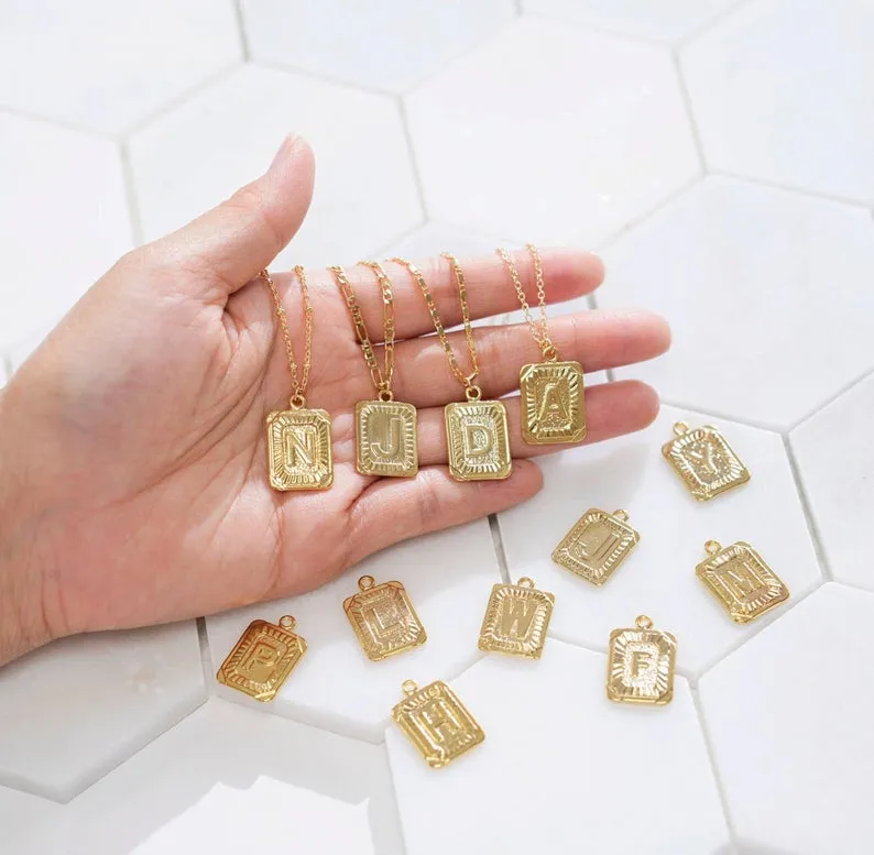 Myra Tablet Initial Necklace