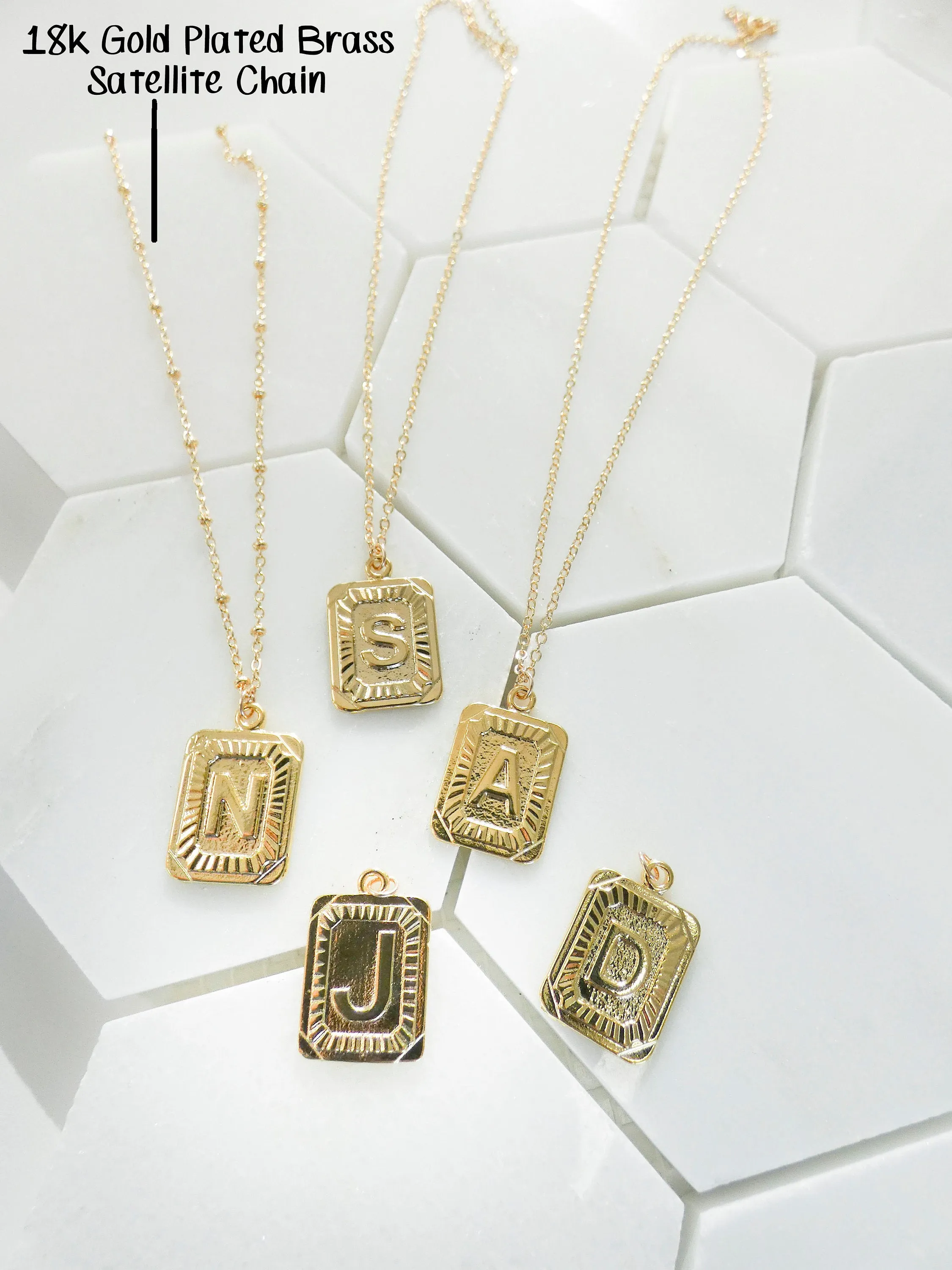 Myra Tablet Initial Necklace