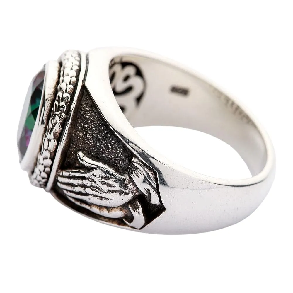 Mystic Topaz Praying Hands Sterling Silver Gothic Ring