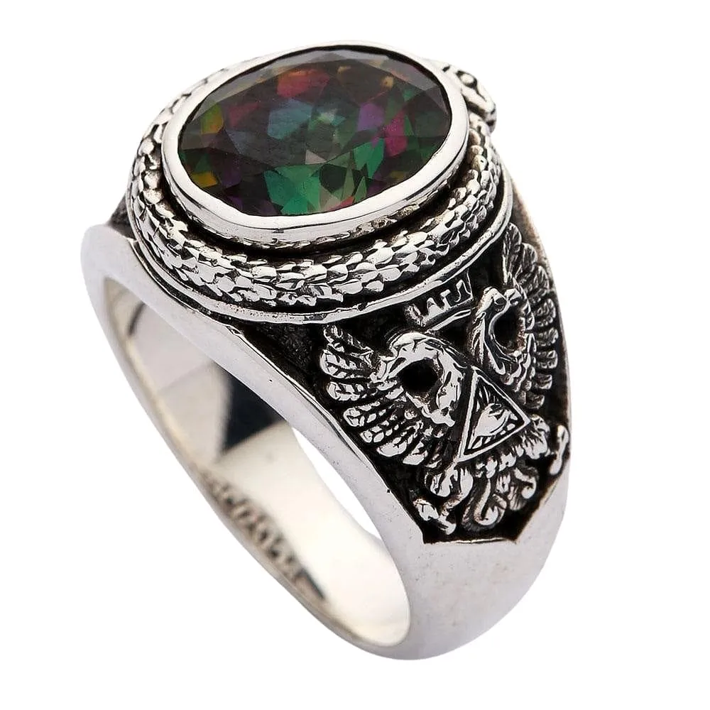 Mystic Topaz Praying Hands Sterling Silver Gothic Ring
