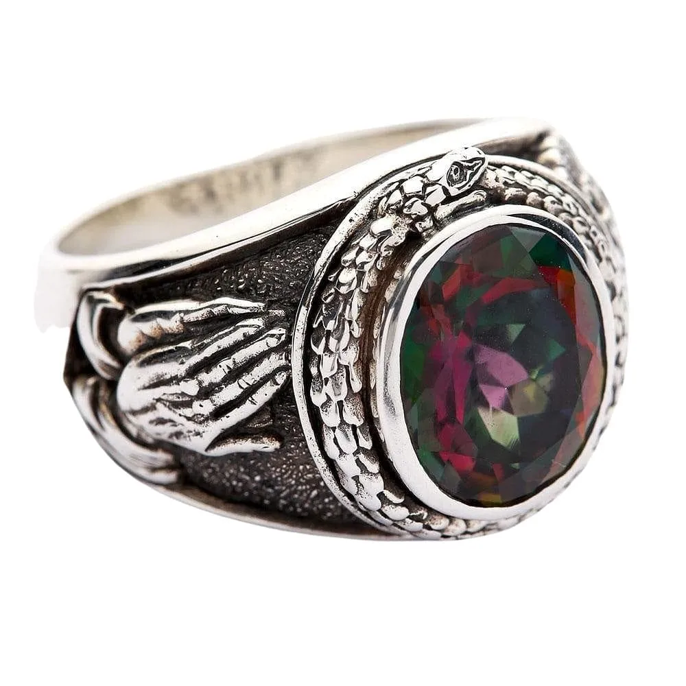 Mystic Topaz Praying Hands Sterling Silver Gothic Ring