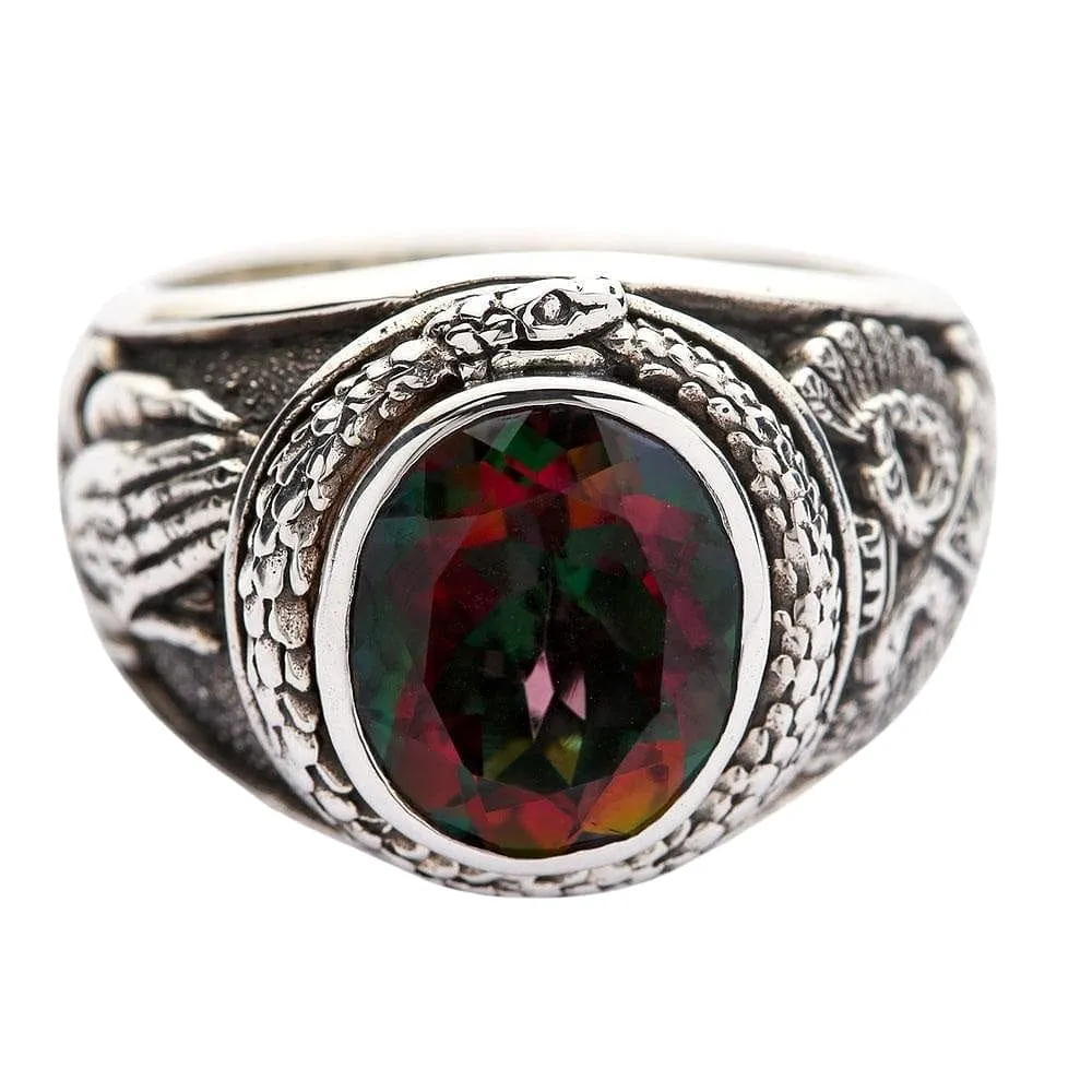 Mystic Topaz Praying Hands Sterling Silver Gothic Ring