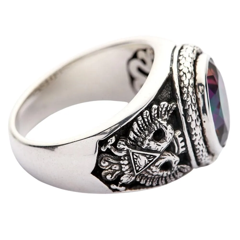 Mystic Topaz Praying Hands Sterling Silver Gothic Ring