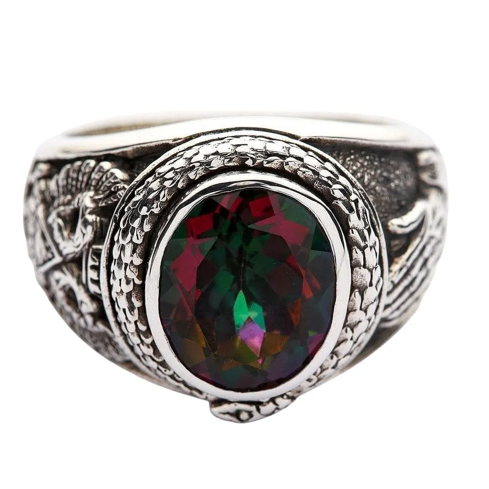 Mystic Topaz Praying Hands Sterling Silver Gothic Ring