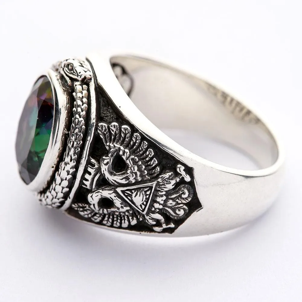 Mystic Topaz Praying Hands Sterling Silver Gothic Ring
