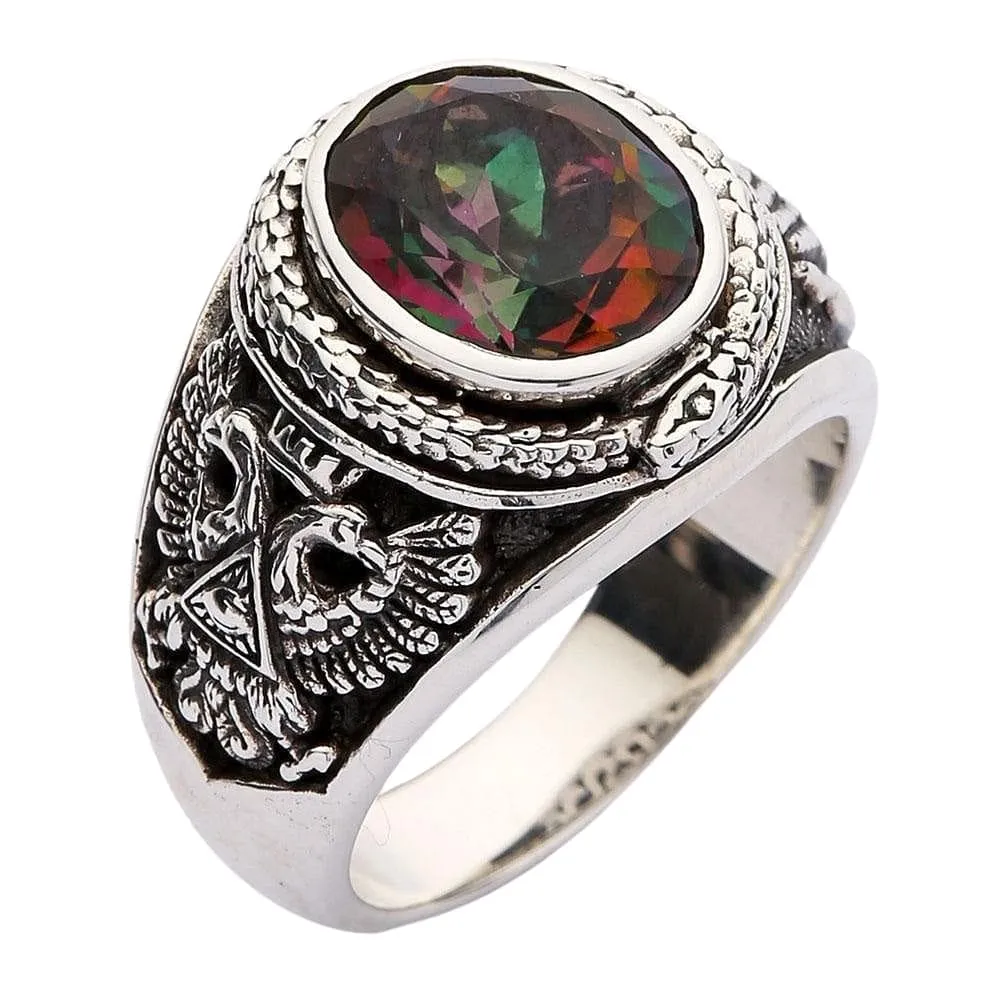 Mystic Topaz Praying Hands Sterling Silver Gothic Ring