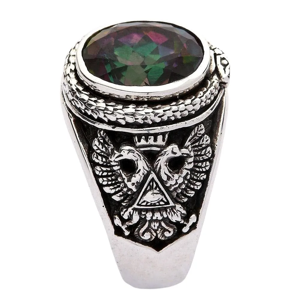 Mystic Topaz Praying Hands Sterling Silver Gothic Ring