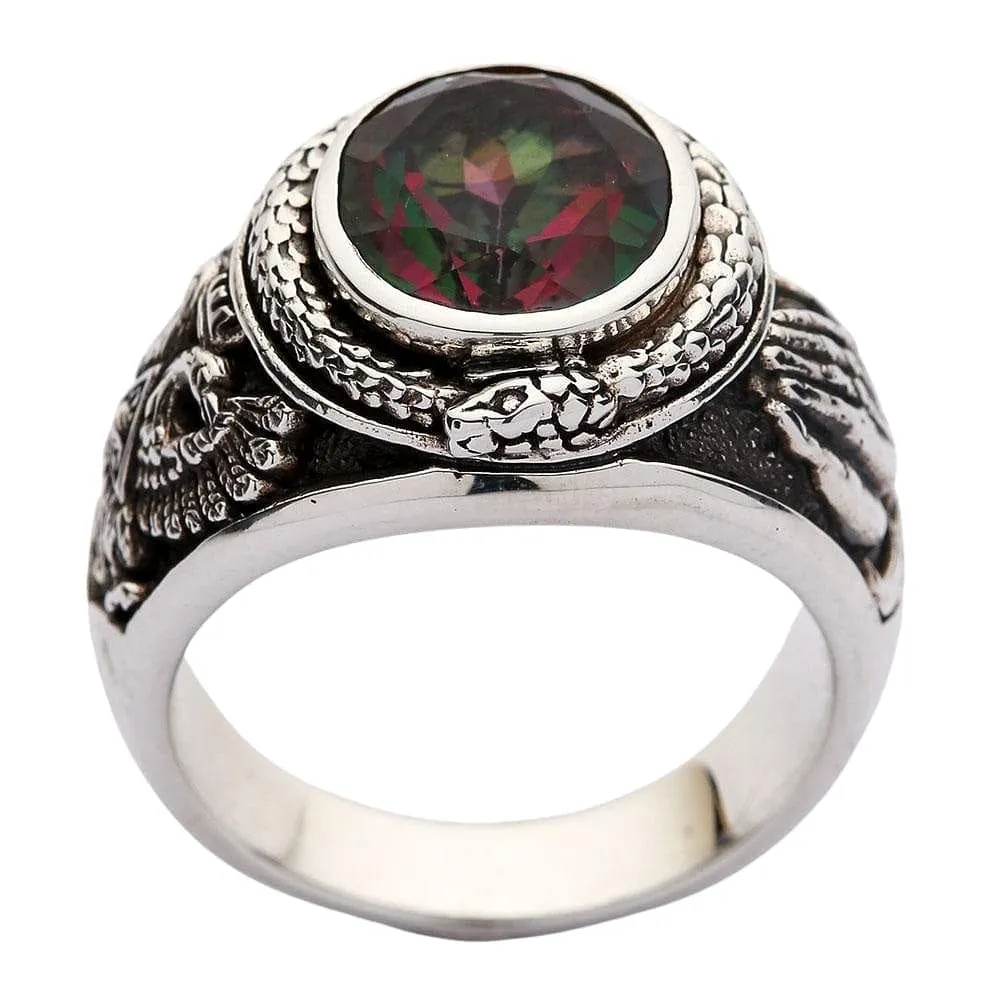 Mystic Topaz Praying Hands Sterling Silver Gothic Ring