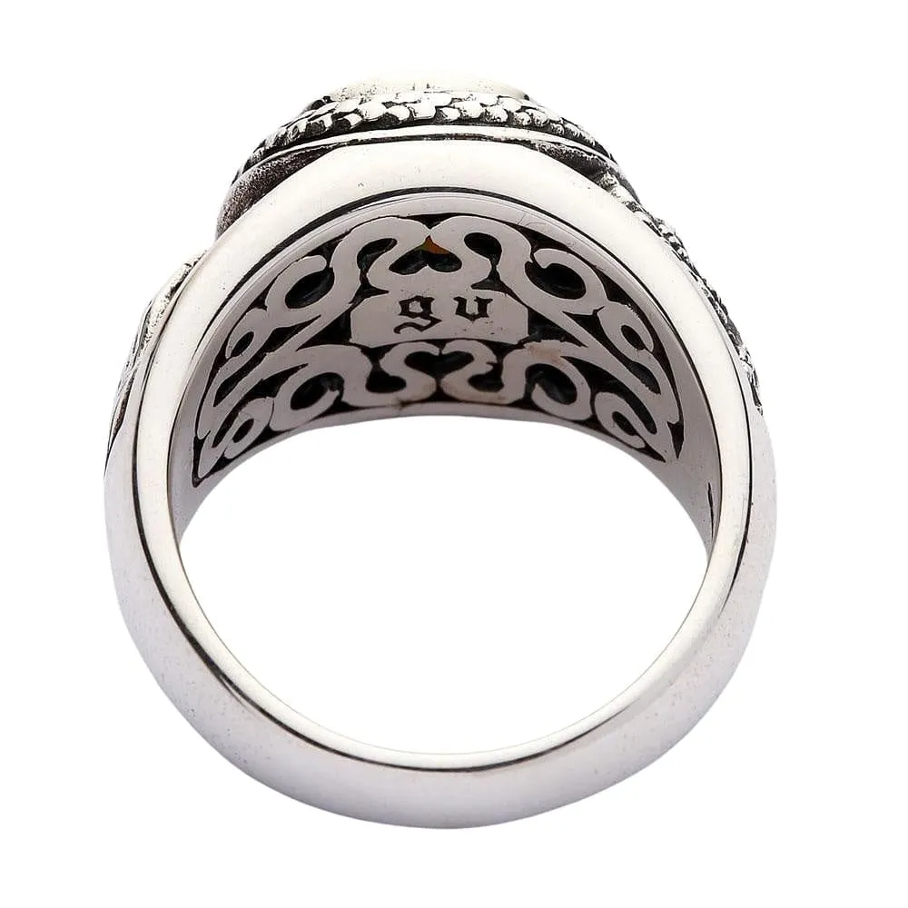 Mystic Topaz Praying Hands Sterling Silver Gothic Ring