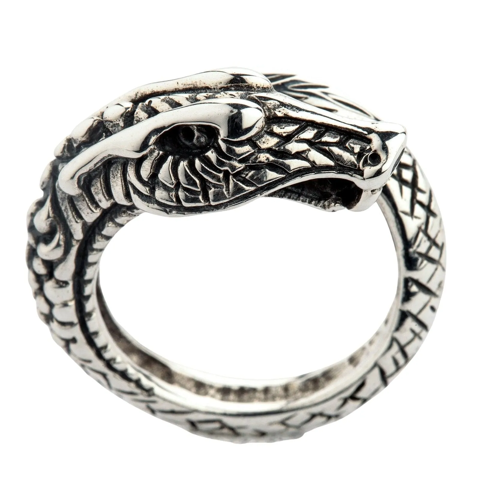 Norse Viking Dragon Sterling Silver Adjustable Size Men's Ring