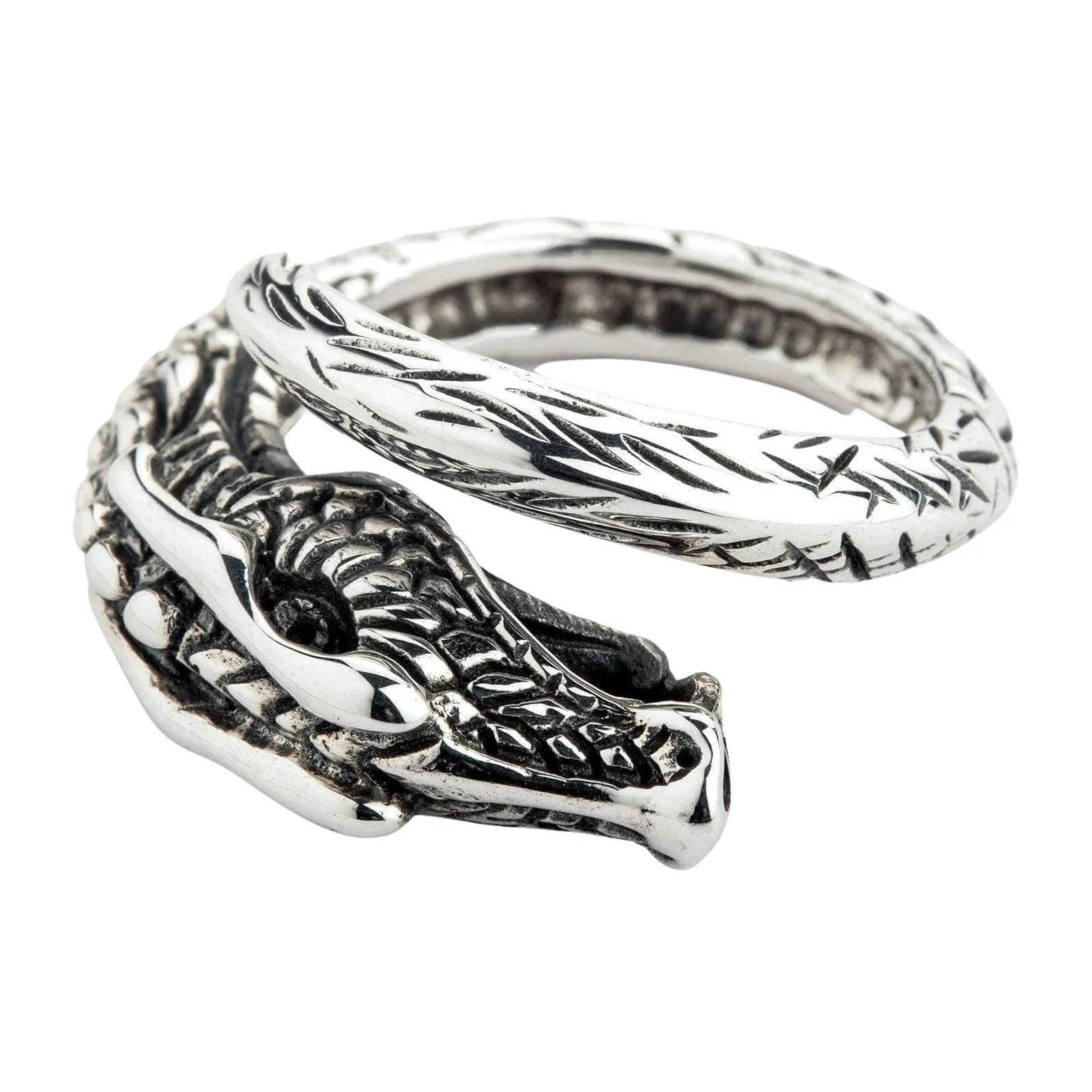 Norse Viking Dragon Sterling Silver Adjustable Size Men's Ring