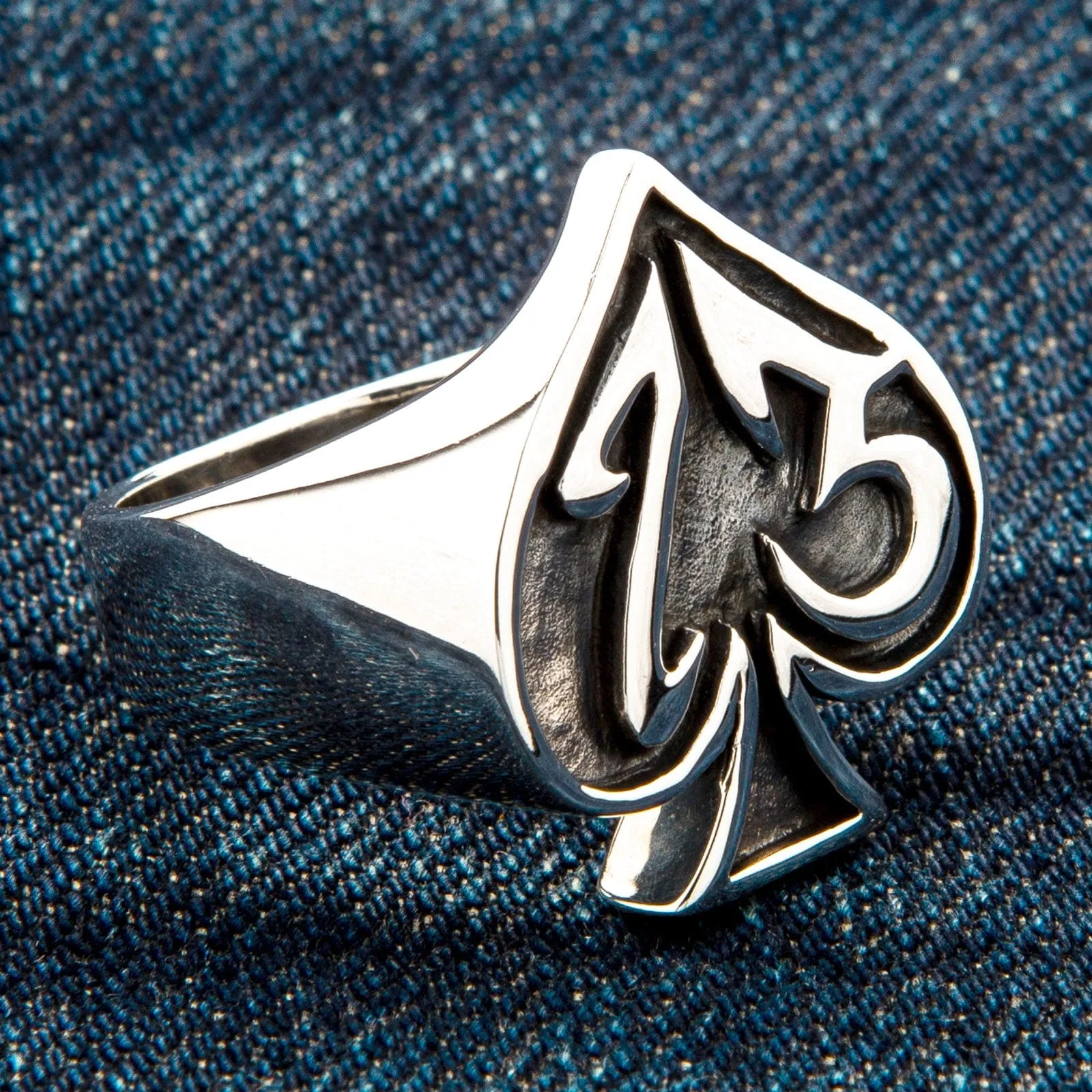 Number 13 Spade Sterling Silver Gothic Ring