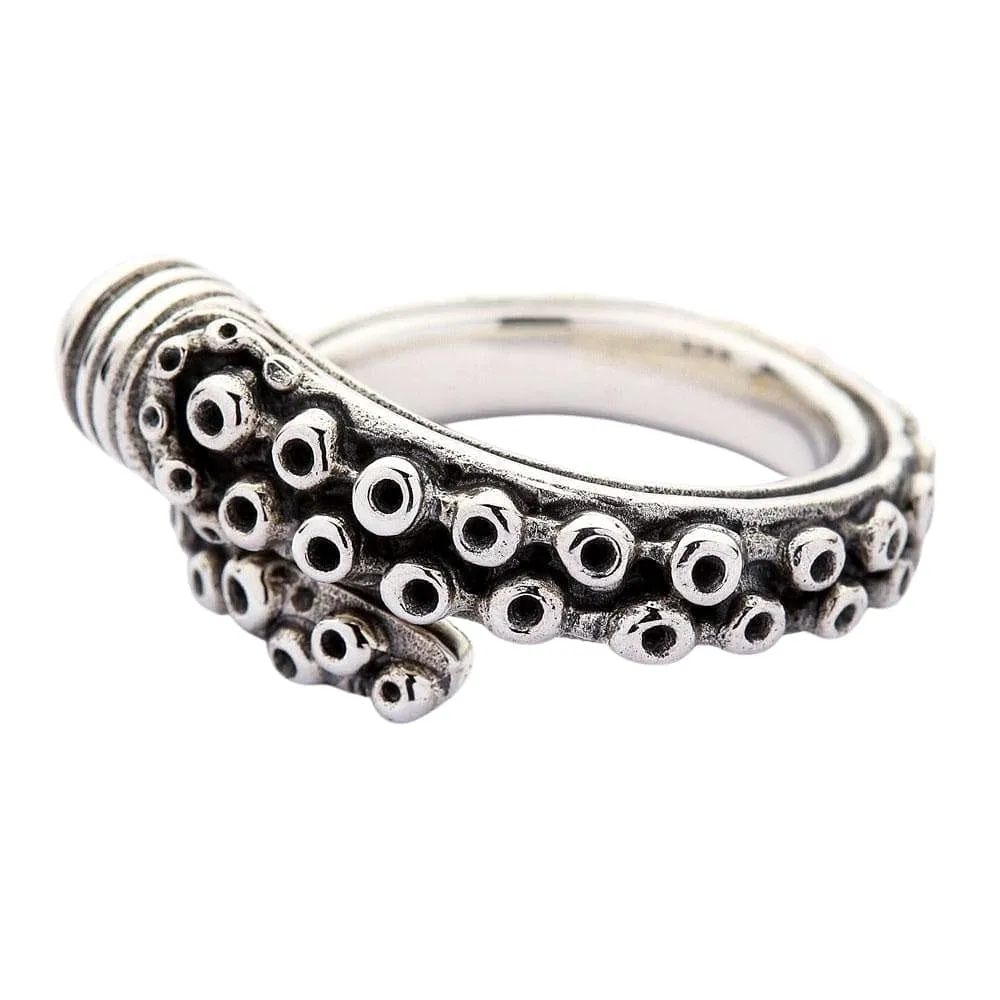 Octopus Tentacle Sterling Silver Gothic Ring