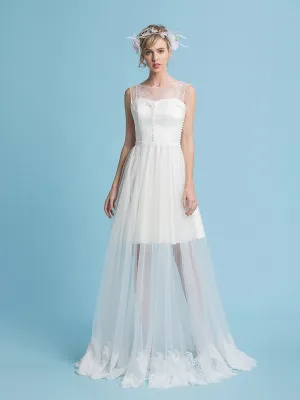 Off White Bohemian Bridal Gown Minimalist Boho Beach Wedding Dress