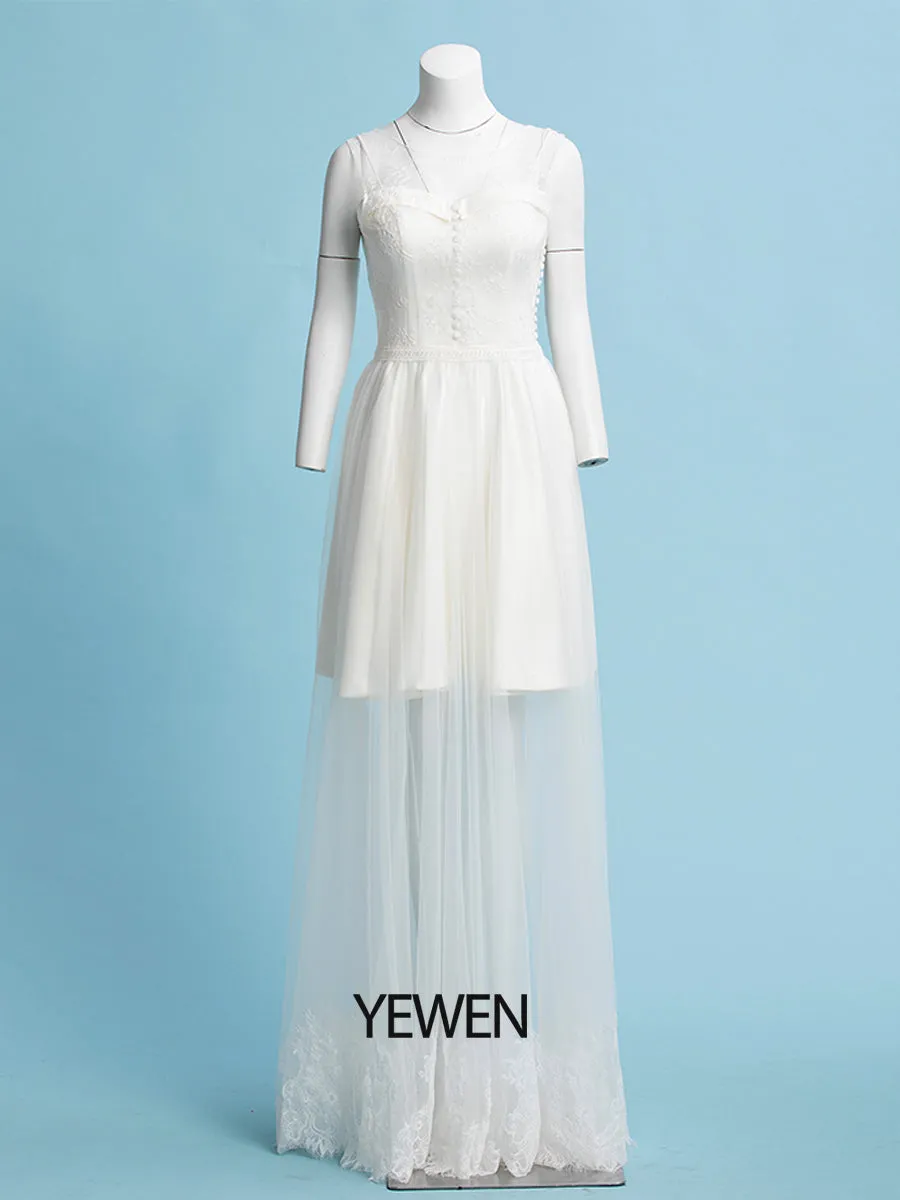 Off White Bohemian Bridal Gown Minimalist Boho Beach Wedding Dress